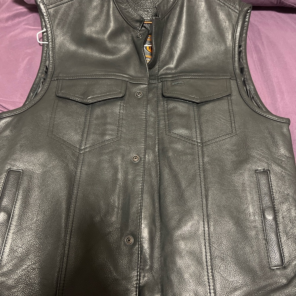 Men's Black Leather Vest